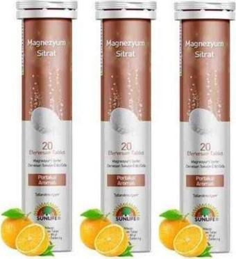 Sunlife Magnezyum Sitrat 20 Efervesan Tablet X 3 Adet