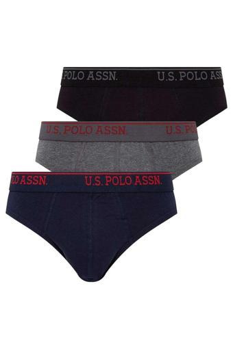 U.S. Polo Assn. Erkek 3'lü Slip Siyah - Antrasit - Lacivert