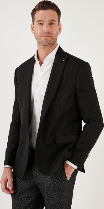 Buratti 6 Drop Çift Yırtmaçlı Slim Fit Blazer Erkek Ceket 659001 SİYAH