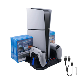 PS5 Slim Multi Fonksiyonlu Fanlı Şarj Stand
