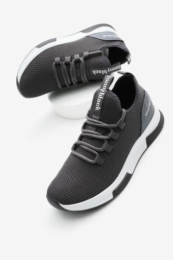Tonny Black Unisex Koyu Gri Nefes Alabilen Kumaş Poli Taban Bağcıklı Spor Ayakkabı