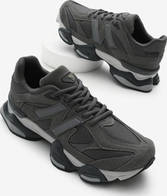 Tonny Black Unisex Füme Poli Taban Anorak Desenli Yüksek Taban Bağcıklı Spor Ayakkabı
