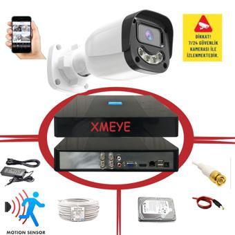 1 li Hareket Algılayan 5 MP Lens 4 Warm Led Gece Renkli Gösteren Güvenlik Kamerası Seti BS 2304W