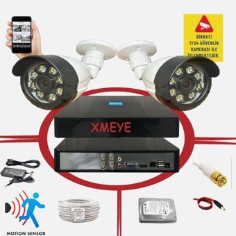2 li Hareket Algılayan 5 MP Lens 8 Warm Led Gece Renkli Gösteren Güvenlik Kamerası Seti BS 2308W