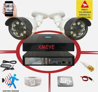2 li Hareket Algılayan 5 MP Lens 8 Warm Led Gece Renkli Gösteren Güvenlik Kamerası Seti BS 2308W