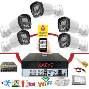 5 li Araç İnsan Yüz Tanımalı Hareket Algılayan 5 MP Lens 4 Warm Led Gece Renkli Kamera Seti 2304W