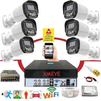 6 lı Araç İnsan Yüz Tanımalı Hareket Algılayan 5 MP Lens 4 Warm Led Gece Renkli Kamera Seti 2304W