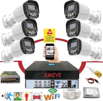 6 lı Araç İnsan Yüz Tanımalı Hareket Algılayan 5 MP Lens 4 Warm Led Gece Renkli Kamera Seti 2304W