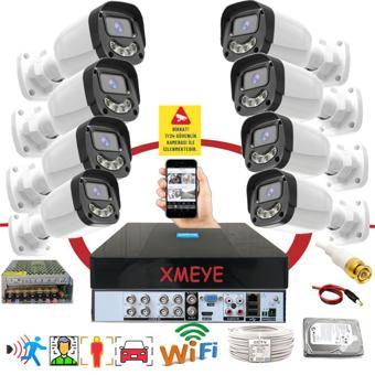 8 li Araç İnsan Yüz Tanımalı Hareket Algılayan 5 MP Lens 4 Warm Led Gece Renkli Kamera Seti 2304W