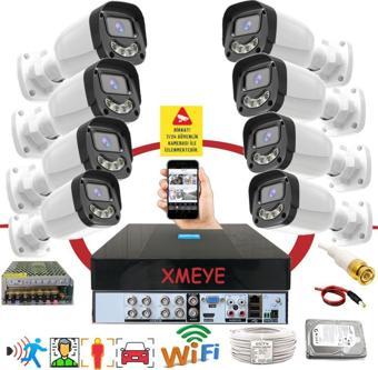 8 li Araç İnsan Yüz Tanımalı Hareket Algılayan 5 MP Lens 4 Warm Led Gece Renkli Kamera Seti 2304W