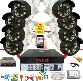 8 li Araç İnsan Yüz Tanımalı Hareket Algılayan 5 MP Lens 8 Warm Led Gece Renkli Kamera Seti 2308W