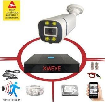 Bises 1 Kameralı Hareket Algılayan 5 MP Lens 4 Warm Led Gece Renkli Gösteren Güvenlik Kamerası Seti BS 604W