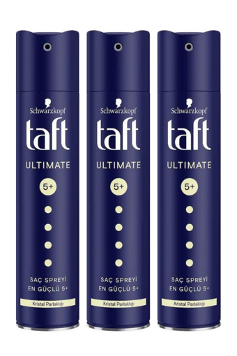 Taft Ultimate Saç Spreyi 5+ Kristal Parlaklığı 250 Ml 3 Adet
