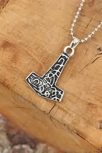 Gümüş Renk Metal Aksesuarlı Top Zincirli Erkek Kolye - TJ-ERK525-KS