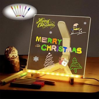 BUFFER® LED Işıklı Kendiliğinden Renkli Fosforlu Kalemli Kare Yazı Panosu 20x20 cm