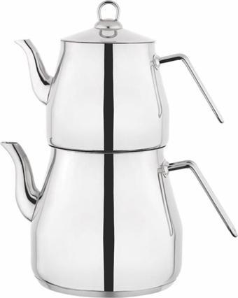 Lines Piramit Paslanmaz Çelik Çaydanlık Takımı Sülale Boy XXL Metal Kulp 3070