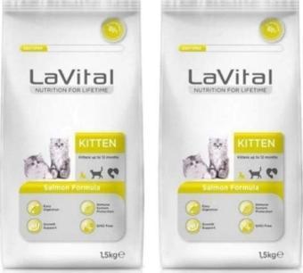 Lavital Somon Balıklı Yavru Kedi Maması 1,5 Kg*2 Adet