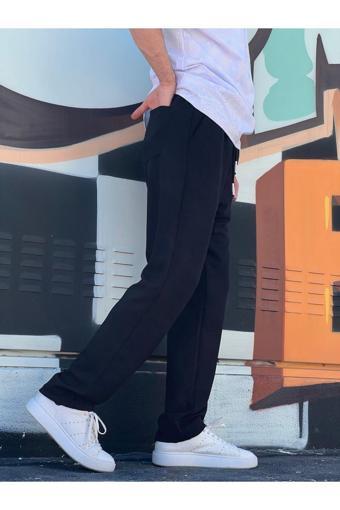 Wamoss Vintage Beli Lastikli Yeni Sezon Erkek Baggy Pantolon Srp1 Siyah 2XS