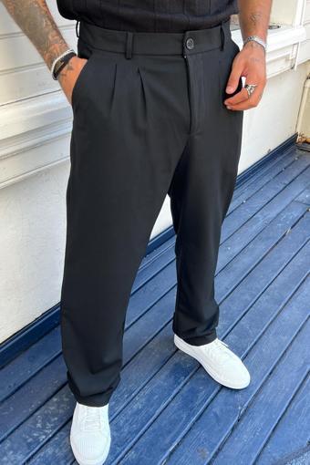 Wamoss Salaş Mevsimlik Pileli Klasik Baggy Pantolon Pl11 Siyah 5XL
