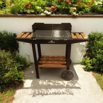 Wetterstein Tekerlekli AHŞAP Sehpalı Mangal/ Barbekü S MODEL