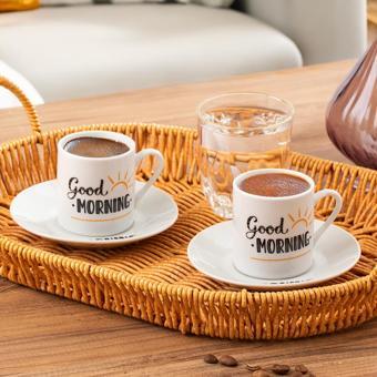 06 Porselen 12 Parça 6 Kişilik Türk Kahvesi Fincan Takımı 90ml