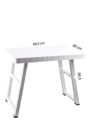  0114 Portatif Katlanabilir Kamp Piknik Balkon Masası - Büyük Plastik Katlanır Sehpa-beyaz