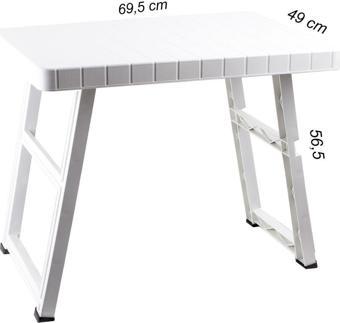  0114 Portatif Katlanabilir Kamp Piknik Balkon Masası - Büyük Plastik Katlanır Sehpa-beyaz
