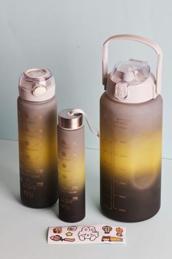 Porsima Misale Motivasyonel 3'lü Su Matarası Suluk 2lt 900ml 600ml Tritan Sporcu Matara
