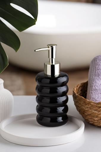 Porsima 3204 Seramik Sıvı Sabunluk - Tezgah Üstü Banyo Mutfak Lavabo Sabunluğu - 275 cc Siyah