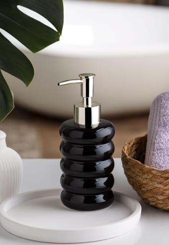 Porsima 3204 Seramik Sıvı Sabunluk - Tezgah Üstü Banyo Mutfak Lavabo Sabunluğu - 275 cc Siyah