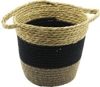 2IN1=İP ÖRGÜLÜ - HASIRÇİFT KULPLU SEPET - ORGANİZER Ç-TABAN:17CM--AĞIZ:24CM - Y: 22CM  GO5060Gok120570