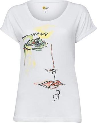 Biggdesign Green Face T-Shirt Beyaz - S