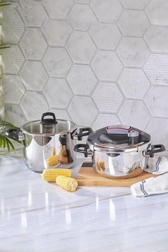 Karaca  Perfect Red İndüksiyon Tabanlı Düdüklü Tencere Seti 4+6 Lt Gümüş