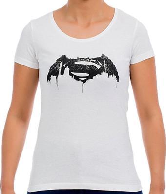 Batman v Superman Beyaz Kadın T-Shirt-S