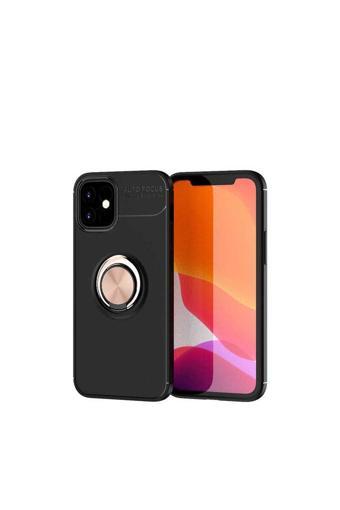 Anka Cep Telefonu Aksesuarları Apple İphone 12 Kılıf Ravel Yüzüklü Silikon Kapak + Ekran Koruma