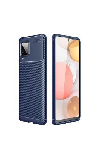 Anka Cep Telefonu Aksesuarları Samsung Galaxy A12 Kılıf Negro Karbon Görünümlü Silikon Kapak + Ekran Koruma
