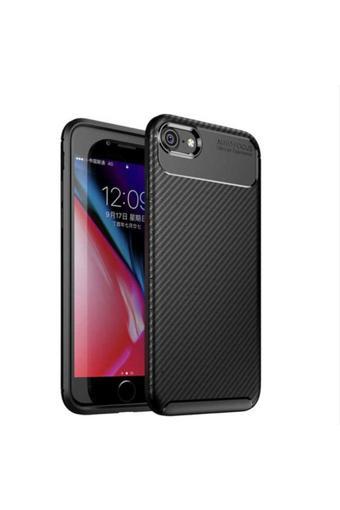 Anka Cep Telefonu Aksesuarları Apple Iphone Se 2022 Kılıf Karbon Görünümlü Silikon + Nano Ekran Koruma A+++