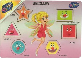 Onyıl Oyuncak 5760067 Ahşap Tutmalı Puzzle-Şekiller Perili