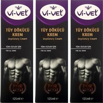 Vi-Vet Vivet Erkek Tüy Dökücü Krem Tüm Ciltler 125Ml X 3 Adet Vivet Formen