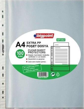 Bigpoint 292 Poşet Dosya Extra 50 Mikron 100'lü Paket