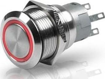 Hella Marine paslanmaz çelik, ledli switch Anlık Kırmızı 24V