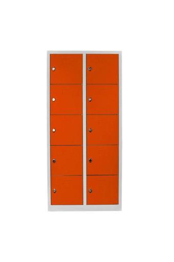 Jessan Ofis 10 Gözlü Öğretmen Öğrenci Dolabı Gri-turuncu 79x170x40 cm