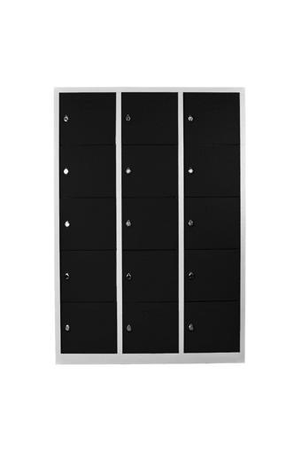 Jessan Ofis 15 Gözlü Öğretmen Dolabı Gri Siyah Js1018sı 117x170x40 cm