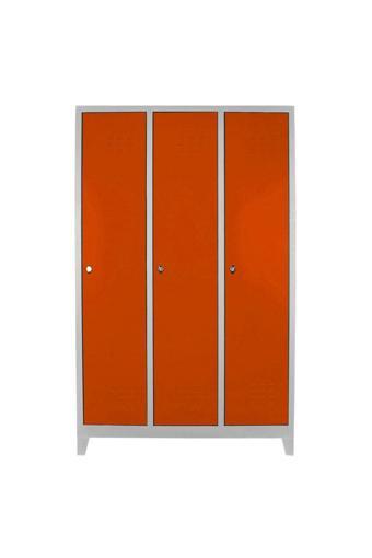 Jessan Ofis 3 Lü Standart Soyunma Dolabı Gri-turuncu 117x185x40 cm