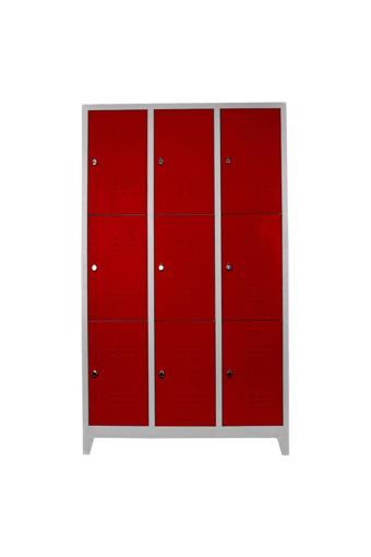Jessan Ofis 9 Lu Eko Soyunma Dolabı Gri-kırmızı 97x200x37 cm
