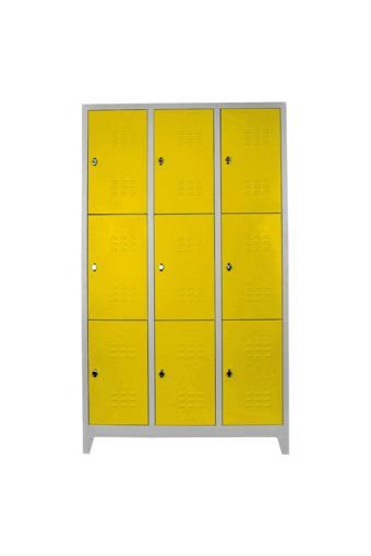 Jessan Ofis 9 Lu Standart Soyunma Dolabı Gri-sarı 117x200x40 cm