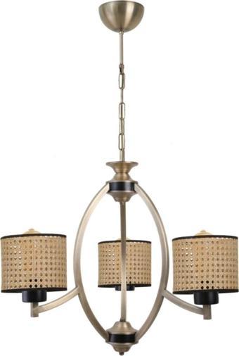 Lumexx Paul 3 Lü Eskitme Avize Rattan Abajurlu