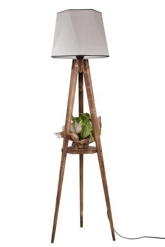 Lumexx Sehbalı Tripod Lambader Yanık Altıgen Açık Hasır Gri Abajurlu