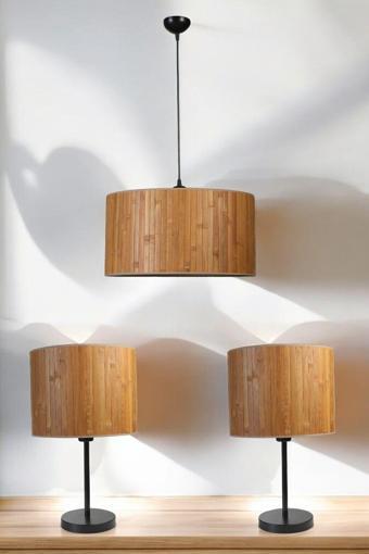 Lumexx Bambu 01 Abajur Avize 3 Lü Set