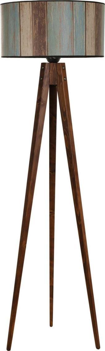 Lumexx Tripod Ceviz Lambader Silindir Renkli Abajurlu